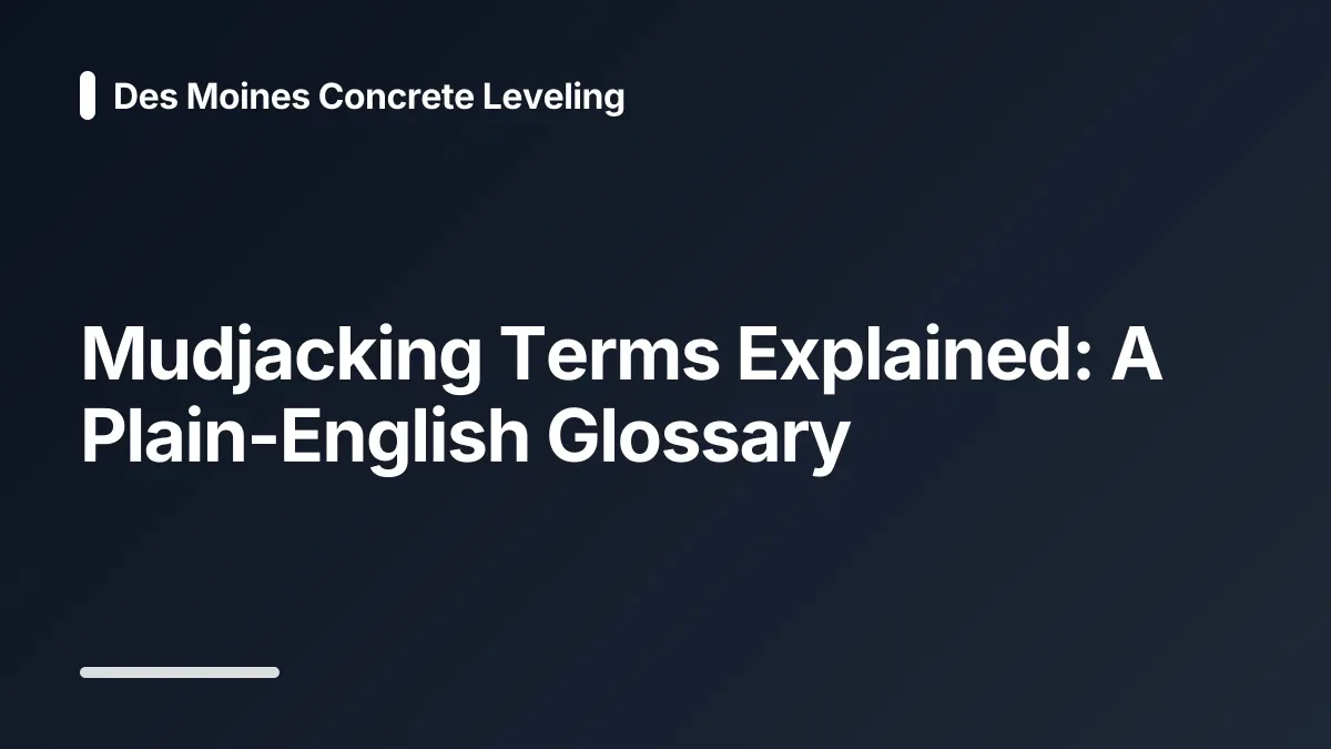 mudjacking glossary