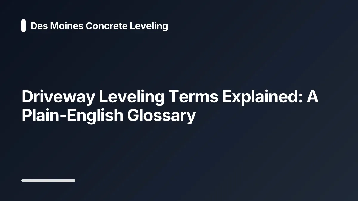 driveway leveling glossary