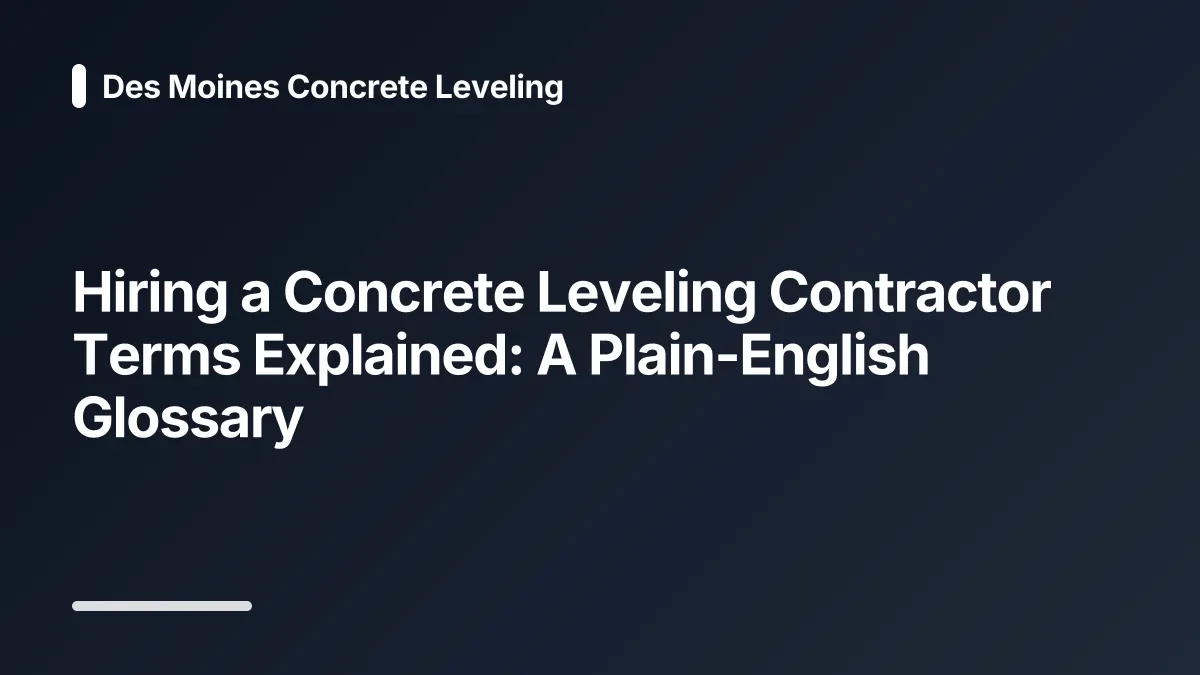 hiring a concrete leveling contractor glossary