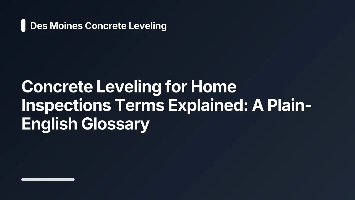 concrete leveling for home inspections glossary