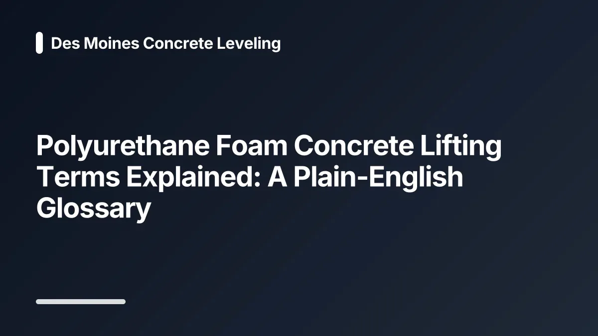 polyurethane foam concrete lifting glossary