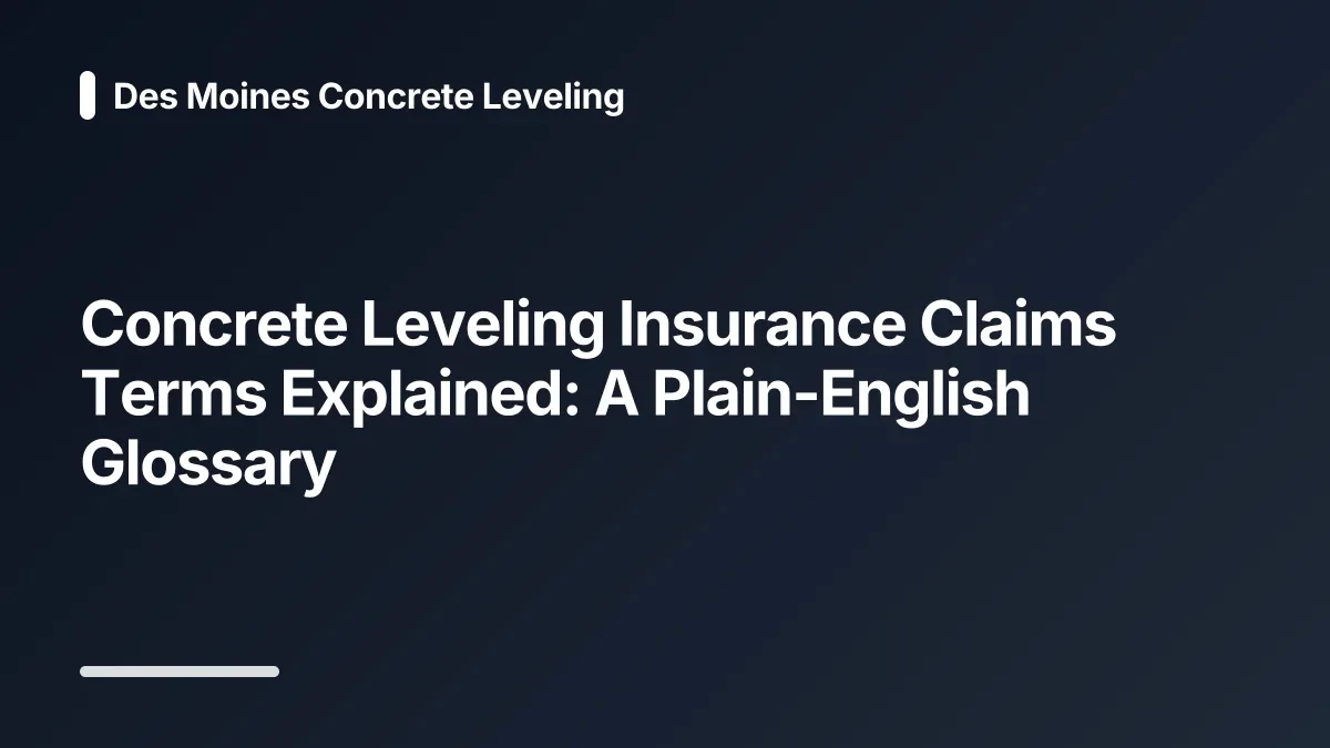 concrete leveling insurance claims glossary