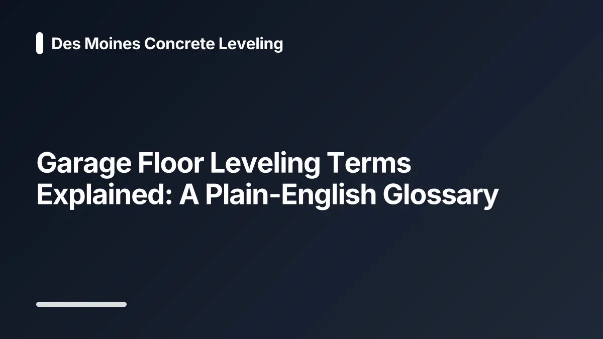garage floor leveling glossary