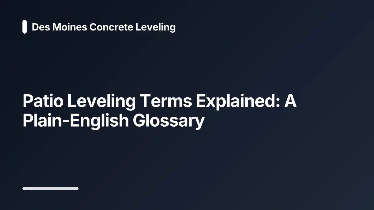 patio leveling glossary