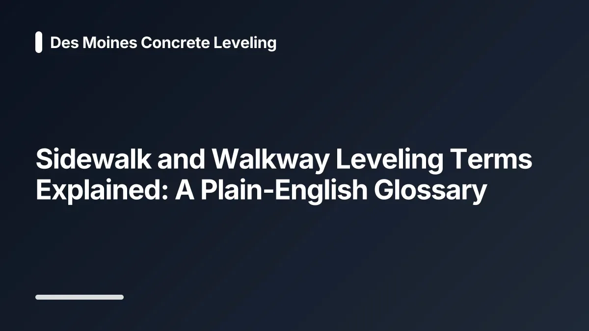 sidewalk and walkway leveling glossary